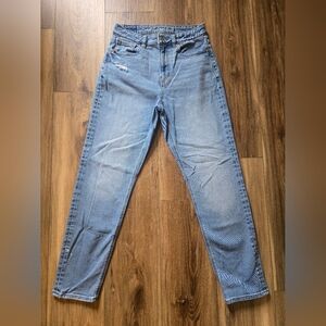 American Eagle High Rise Mom Jeans Blue Denim Ripped Women's Size 2